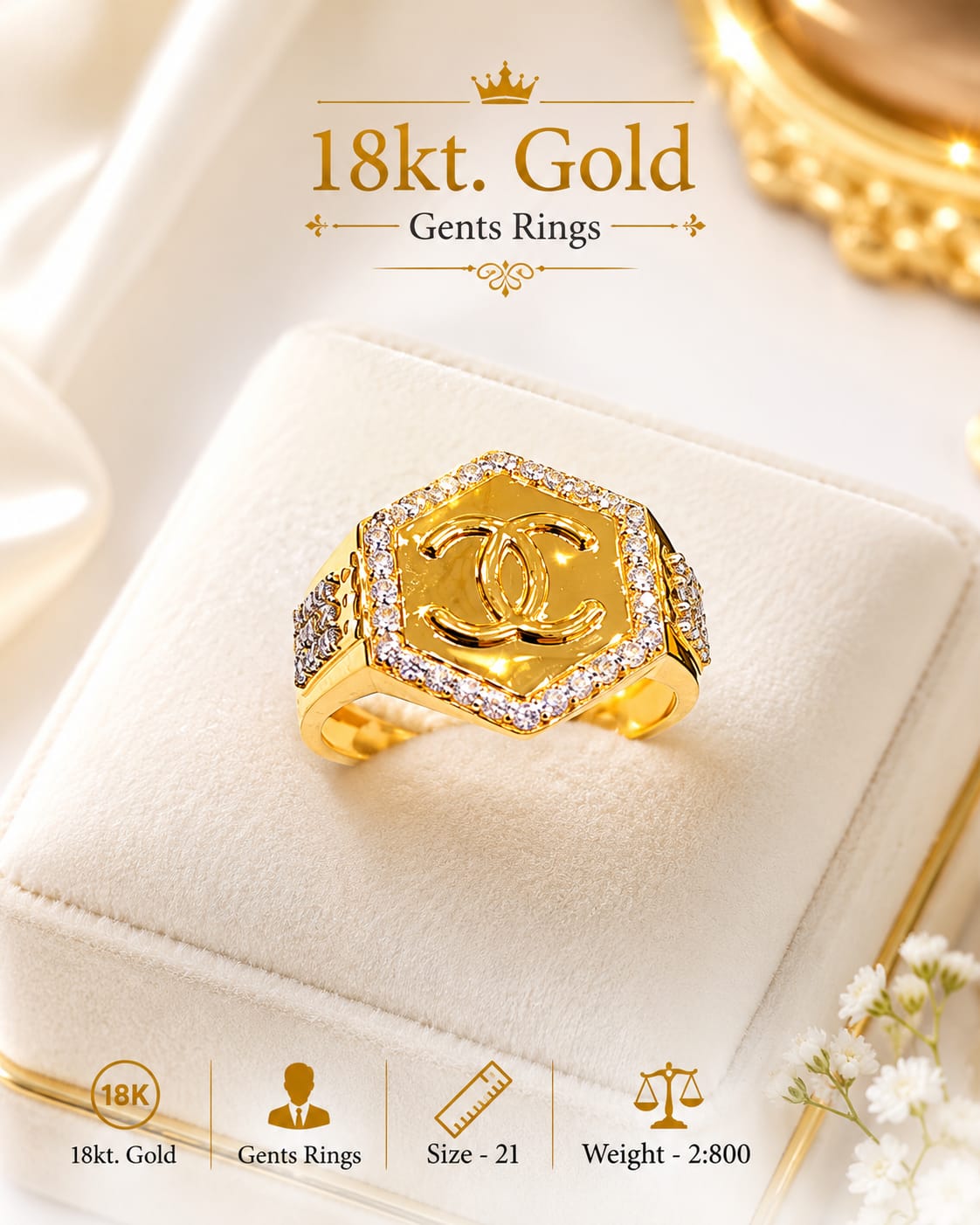 18kt gold gents ring